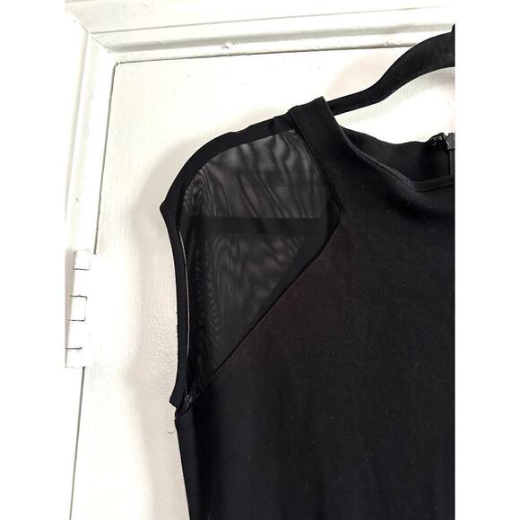 FRENCH CONNECTION Black Bodycon Body Con Vivian Mesh Panel Sheath Dress - Sz 10 - Picture 6 of 7